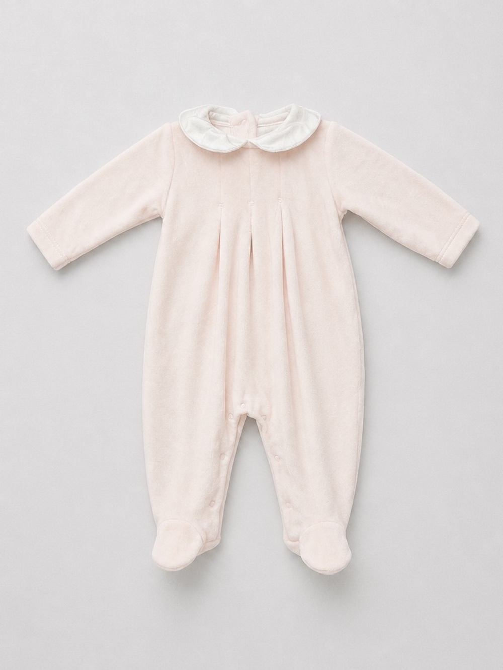 LydiaBaby Pale pink velour Pima cotton One piece Peter Pan collar  0-3 months